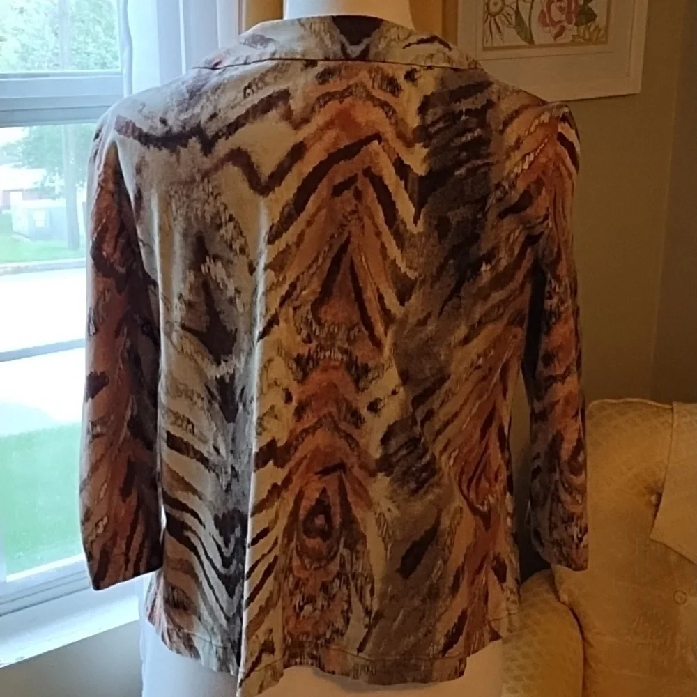 Chicos Animal Print Jacket with 3/4 Sleeves